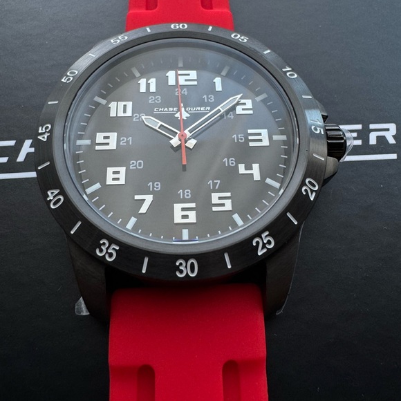Chase Durer Men's Pilot Watch - 45mm, Black + Red (CDW-0137) - Picture 6 of 8